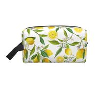 SamLng Grande trousse de maquillage de voyage - Citrons tropicaux frais - Design imprimé complet - Organiseur de toilette portable - Pochette multi-usage pour le maquillage - Blanc - Taille unique
