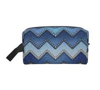 SamLng Grande trousse de maquillage de voyage - Dégradé bleu denim entièrement imprimé, organiseur de toilette portable, pochette multi-usage pour maquillage, blanc, taille unique, Blanc, One Size