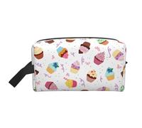 SamLng Grande trousse de maquillage de voyage - Délicieux Cupcakes Full Print Design, organisateur de toilette portable, pochette multi-usage pour le maquillage, blanc, One Size
