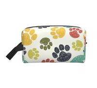 SamLng Grande trousse de maquillage de voyage - Design mignon coloré avec empreintes de pattes de chien, organiseur de toilette portable, pochette multi-usage pour le maquillage, blanc, taille unique