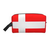 SamLng Grande trousse de maquillage de voyage - Drapeau danois du Danemark - Motif imprimé complet - Organiseur de toilette portable - Pochette multi-usage pour le maquillage - Blanc - Taille unique