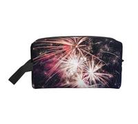 SamLng Grande trousse de maquillage de voyage - Explosion de feu d'artifice pleine impression, organisateur de toilette portable, pochette multi-usage pour maquillage, blanc, taille unique, Blanc, One