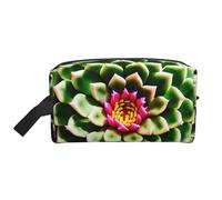SamLng Grande trousse de maquillage de voyage - Fleur de cactus en fleurs, design complet, organiseur de toilette portable, pochette multi-usage pour maquillage, blanc, taille unique, Blanc, One Size