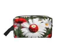 SamLng Grande trousse de maquillage de voyage - Fleur et marguerite blanche - Motif imprimé complet - Organiseur de toilette portable - Pochette multi-usage pour le maquillage, blanc, One Size