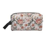 SamLng Grande trousse de maquillage de voyage - Fleur Paris Tour Eiffel Full Print Design Organiseur de toilette portable Pochette multi-usage pour maquillage Blanc Taille unique, blanc, Taille unique