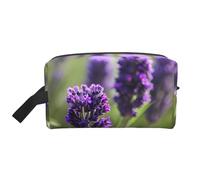 SamLng Grande trousse de maquillage de voyage - Fleurs colorées lavande - Motif imprimé complet - Organiseur de toilette portable, pochette multi-usage pour le maquillage, blanc, One Size