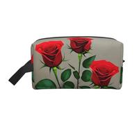 SamLng Grande trousse de maquillage de voyage - Fleurs de roses rouges 1 design imprimé complet, organisateur de toilette portable, pochette multi-usage pour le maquillage, blanc, One Size