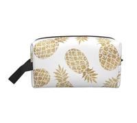 SamLng Grande trousse de maquillage de voyage - Fond d'ananas doré, design complet, organiseur de toilette portable, pochette multi-usage pour le maquillage, blanc, One Size