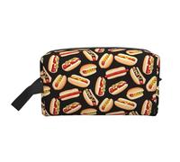 SamLng Grande trousse de maquillage de voyage - Fun Food Hot Dogs Full Print Design, organisateur de toilette portable, pochette multi-usage pour le maquillage, blanc, One Size