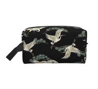 SamLng Grande trousse de maquillage de voyage - Grue japonaise et pin pleine impression design organisateur de toilette portable, pochette multi-usage pour maquillage, blanc, taille unique, Blanc, One