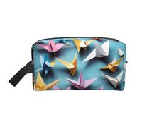 SamLng Grande trousse de maquillage de voyage - Grues en papier origami - Design imprimé complet - Organiseur de toilette portable - Pochette multi-usage pour le maquillage, blanc, One Size