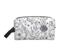 SamLng Grande trousse de maquillage de voyage - Herbes à fleurs et plantes herbacées - Design imprimé complet - Organiseur de toilette portable - Pochette multi-usage pour le maquillage, blanc, One