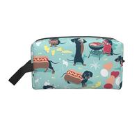 SamLng Grande trousse de maquillage de voyage - Hot Dogs et limonade pleine impression, organisateur de toilette portable, pochette multi-usage pour le maquillage, blanc, One Size