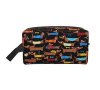 SamLng Grande trousse de maquillage de voyage - I Love My Dog Teckels - Design imprimé complet - Organiseur de toilette portable - Pochette multi-usage pour le maquillage - Blanc - Taille unique