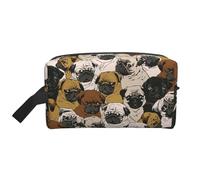 SamLng Grande trousse de maquillage de voyage - Imagen De Pug - Motif imprimé complet - Organiseur de toilette portable - Pochette multi-usage pour le maquillage, blanc, One Size