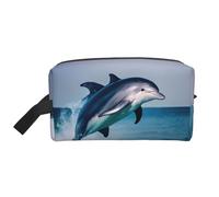 SamLng Grande trousse de maquillage de voyage - Joli motif dauphin pleine impression, organisateur de toilette portable, pochette multi-usage pour le maquillage, blanc, One Size