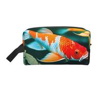 SamLng Grande trousse de maquillage de voyage - Joli motif koï imprimé complet, organiseur de toilette portable, pochette multi-usage pour le maquillage, blanc, taille unique, Blanc, One Size