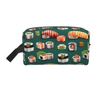 SamLng Grande trousse de maquillage de voyage - Motif alimentaire sushi - Motif imprimé complet - Organiseur de toilette portable, pochette multi-usage pour le maquillage, blanc, One Size