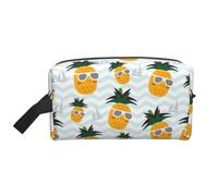 SamLng Grande trousse de maquillage de voyage - Motif ananas mignon - Organiseur de toilette portable - Multi-usage - Blanc - Taille unique, Blanc, One Size