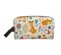 SamLng Grande trousse de maquillage de voyage - Motif animal floral mignon - Design imprimé complet - Organiseur de toilette portable - Pochette multi-usage pour le maquillage, blanc, One Size