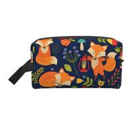 SamLng Grande trousse de maquillage de voyage - Motif animal mignon renard fleur pleine imprimé, organisateur de toilette portable, pochette multi-usage pour le maquillage, blanc, One Size