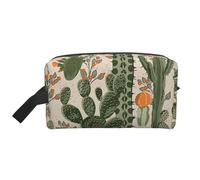 SamLng Grande trousse de maquillage de voyage - Motif cactus vert - Organiseur de toilette portable - Multi-usage pour le maquillage, blanc, One Size