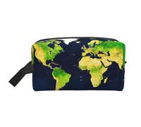 SamLng Grande trousse de maquillage de voyage - Motif carte du monde - Organiseur de toilette portable multi-usage pour maquillage, blanc, One Size