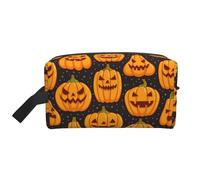 SamLng Grande trousse de maquillage de voyage - Motif citrouille d'Halloween, design complet, organiseur de toilette portable, pochette multi-usage pour le maquillage, blanc, One Size