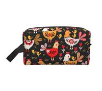 SamLng Grande trousse de maquillage de voyage - Motif coq mignon poules pleine imprimé, organisateur de toilette portable, pochette multi-usage pour maquillage, blanc, taille unique, Blanc, One Size