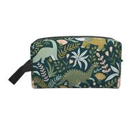 SamLng Grande trousse de maquillage de voyage - Motif dinosaure mignon avec imprimé complet, organiseur de toilette portable, pochette multi-usage pour le maquillage, blanc, taille unique, blanc