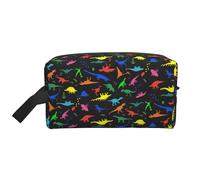 SamLng Grande trousse de maquillage de voyage - Motif dinosaure mignon avec imprimé complet, organiseur de toilette portable, pochette multi-usage pour le maquillage, blanc, taille unique, blanc