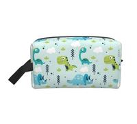 SamLng Grande trousse de maquillage de voyage - Motif dinosaure - Motif imprimé complet - Organiseur de toilette portable - Pochette multi-usage pour le maquillage - Blanc - Taille unique, blanc
