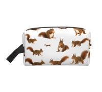 SamLng Grande trousse de maquillage de voyage - Motif écureuil mignon - Organiseur de toilette portable - Multi-usage pour le maquillage, blanc, One Size