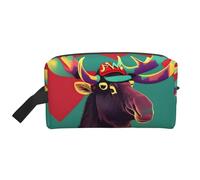 SamLng Grande trousse de maquillage de voyage - Motif élan pleine impression, organisateur de toilette portable, pochette multi-usage pour le maquillage, blanc, One Size