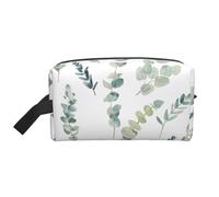 SamLng Grande trousse de maquillage de voyage - Motif feuilles d'eucalyptus - Organiseur de toilette portable - Multi-usage pour le maquillage, blanc, One Size