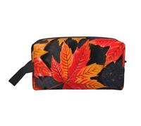 SamLng Grande trousse de maquillage de voyage - Motif feuilles rouges d'automne - Organiseur de toilette portable - Pochette multi-usage pour le maquillage, blanc, One Size