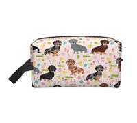 SamLng Grande trousse de maquillage de voyage - Motif fleur de chien - Organiseur de toilette portable, multi-usage pour le maquillage, blanc, One Size