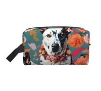 SamLng Grande trousse de maquillage de voyage - Motif floral de chien de bétail - Organiseur de toilette portable - Pochette multi-usage pour le maquillage, blanc, One Size
