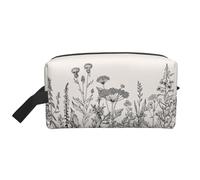 SamLng Grande trousse de maquillage de voyage - Motif floral et herbes botaniques - Impression complète - Organiseur de toilette portable - Pochette multi-usage pour le maquillage, blanc, One Size