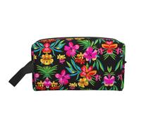 SamLng Grande trousse de maquillage de voyage - Motif floral hawaïen - Organiseur de toilette portable - Multi-usage pour le maquillage, blanc, One Size
