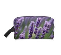 SamLng Grande trousse de maquillage de voyage - Motif floral lavande violet avec imprimé complet, organiseur de toilette portable, pochette multi-usage pour le maquillage, blanc, taille unique, Blanc