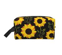 SamLng Grande trousse de maquillage de voyage - Motif floral tournesol - Organiseur de toilette portable - Multi-usage - Blanc - Taille unique, Blanc, One Size