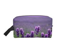 SamLng Grande trousse de maquillage de voyage - Motif floral violet lavande avec imprimé complet, organiseur de toilette portable, pochette multi-usage pour le maquillage, blanc, One Size