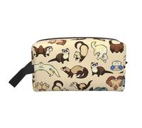 SamLng Grande trousse de maquillage de voyage - Motif furet poilu - Organiseur de toilette portable - Multi-usage pour le maquillage, blanc, One Size