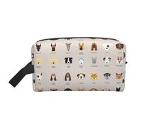 SamLng Grande trousse de maquillage de voyage - Motif imprimé complet de race de chien, organiseur de toilette portable, pochette multi-usage pour le maquillage, blanc, taille unique, Blanc, One Size