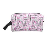 SamLng Grande trousse de maquillage de voyage - Motif imprimé complet - Rose - Organiseur de toilette portable - Pochette multi-usage pour le maquillage, blanc, One Size