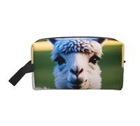 SamLng Grande trousse de maquillage de voyage - Motif lama mignon imprimé complet, organisateur de toilette portable, pochette multi-usage pour le maquillage, blanc, One Size