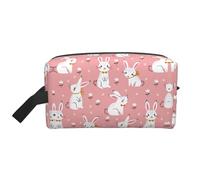 SamLng Grande trousse de maquillage de voyage - Motif lapin blanc mignon imprimé complet, organiseur de toilette portable, pochette multi-usage pour maquillage, blanc, taille unique, blanc, Taille