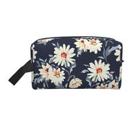 SamLng Grande trousse de maquillage de voyage - Motif marguerites - Organiseur de toilette portable - Multi-usage - Blanc - Taille unique, Blanc, One Size