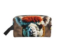 SamLng Grande trousse de maquillage de voyage - Motif mignon alpaga lama imprimé complet, organiseur de toilette portable, pochette multi-usage pour maquillage, blanc, taille unique, Blanc, One Size
